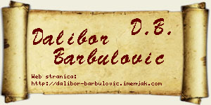 Dalibor Barbulović vizit kartica